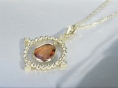 Hessonite Garnet_0.95ct/Diamond_0.04ct/K18YG Necklace【Reina/レイナ】