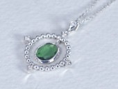 Green Garnet(Tsavorite)_0.48ct-Diamond_0.04ct-K18WG Necklace【Reina-レイナ】