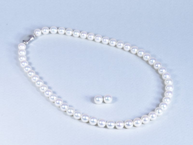 Akoya HANADAMA pearl necklace_8.0-8.5mm & earrings_8.5/9.0mm