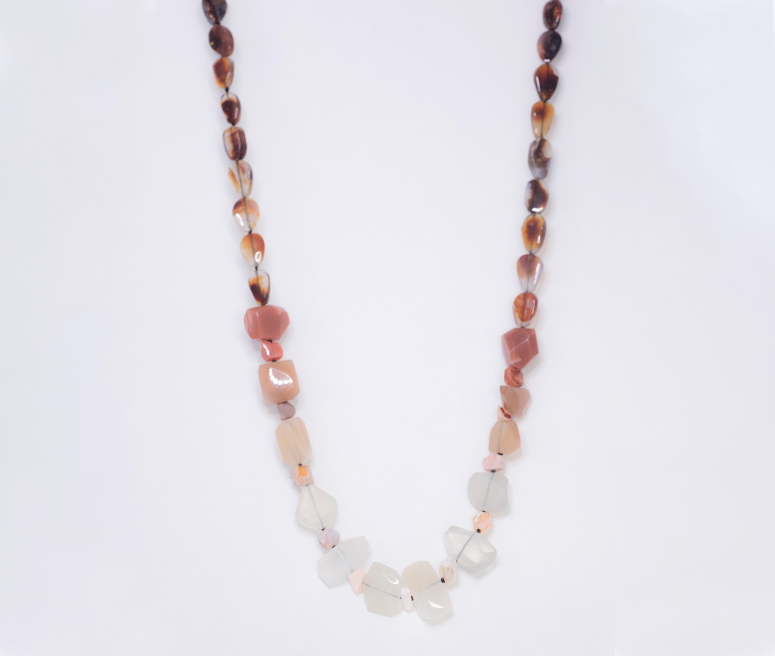 FireAgate × MexicoOpal × MoonStone 【opera necklace】
