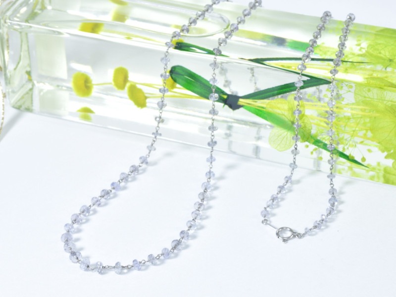 Gray sapphire/K18WG 【opera necklace】