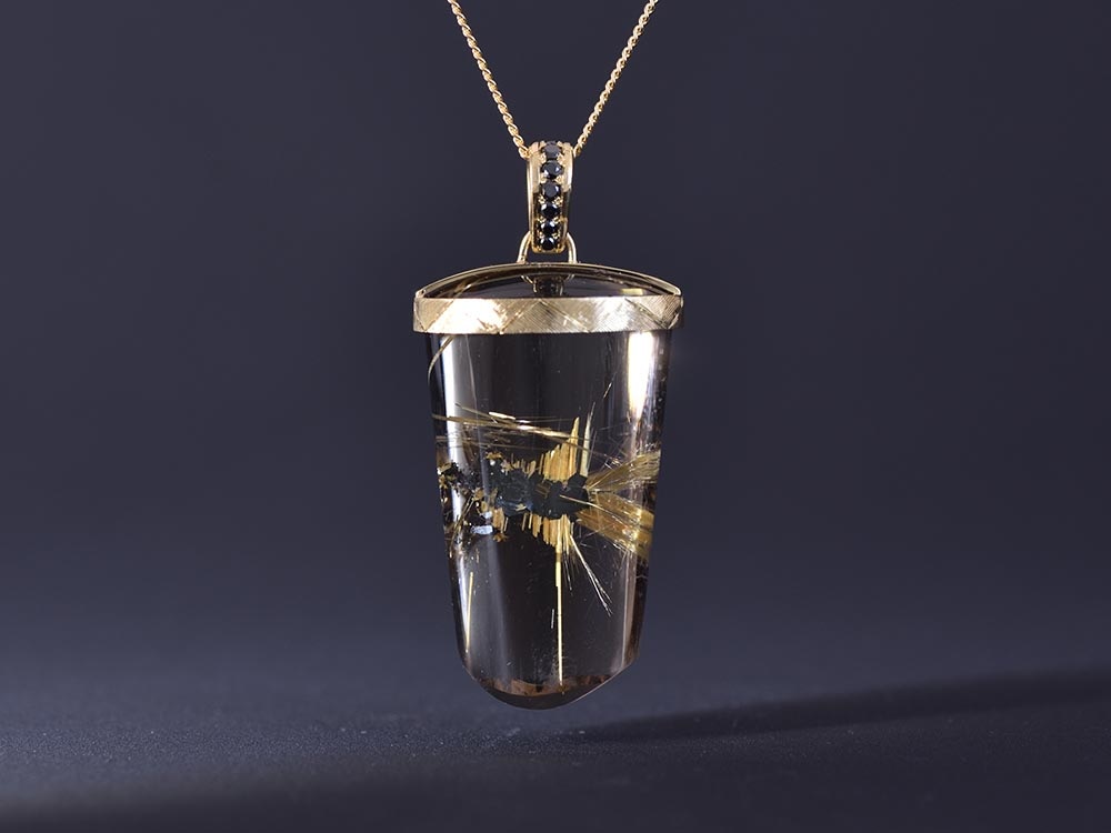 Sun Rutilated Smoky Quartz (Sun Formation) / K18YG Necklace【stiria/スティーリア】