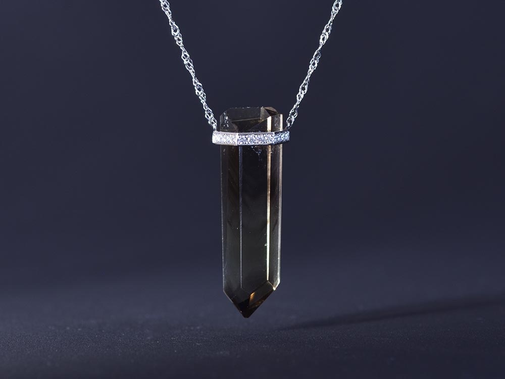 Citrine Smoky Phantom Quartz & Diamond / Pt900 Necklace【stiria/スティーリア】