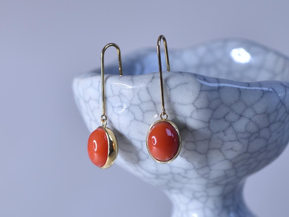 Coral_1.84ct,1.65ct /K18YG Pierce