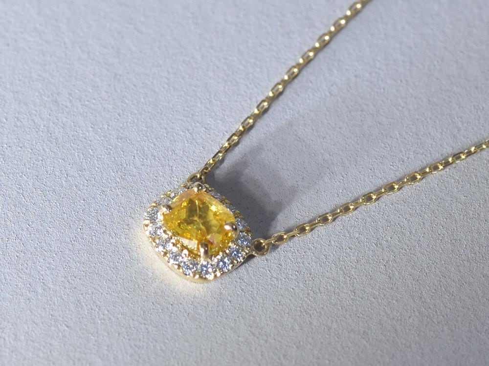 Natural Yellow Diamond 0.40ct & Diamond 0.08ct / K18YG Necklace 【Procyon/プロキオン】