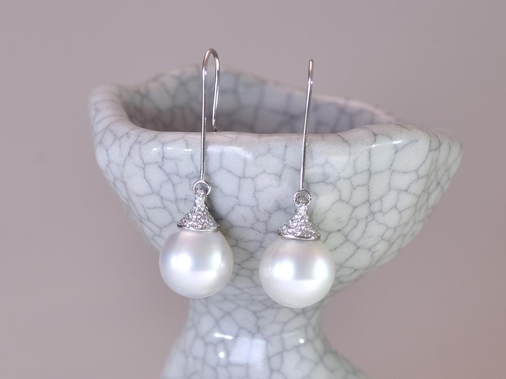 South Sea Pearl 11.4mm/11.2mm & Diamond 0.36ct / Pt900 Hook Pierce【the pearl/ザ・パール】