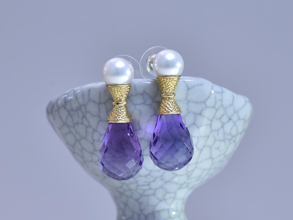 Amethyst & Akoya Pearl / K18YG Vintage Parts Pierce【KIMAGURE/キマグレ】