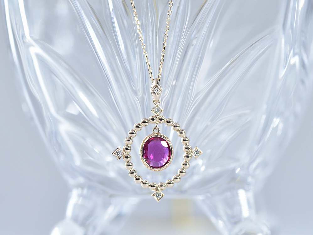 Ruby_0.84ct-Diamond_0.04ct-K18PG Necklace【Reina-レイナ