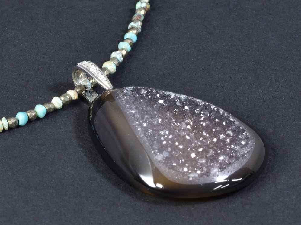 Druzy Agate/diamond_0.08ct/pt900 Pendant top 【Soro/ソロ】