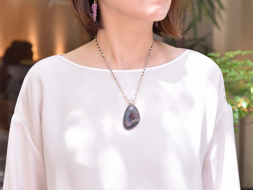 Druzy Agate/pt900 Pendant top 【Soro/ソロ】