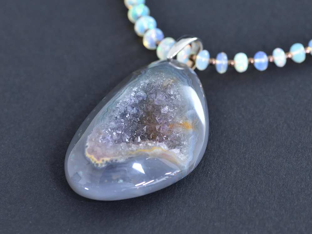 Druzy Agate/pt900 Pendant top 【Soro/ソロ】
