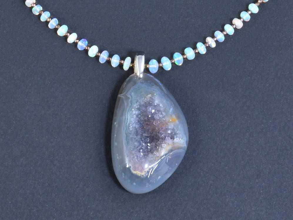 Druzy Agate/pt900 Pendant top 【Soro/ソロ】