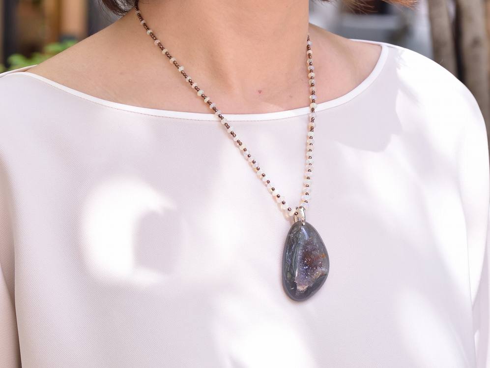 Druzy Agate/pt900 Pendant top 【Soro/ソロ】