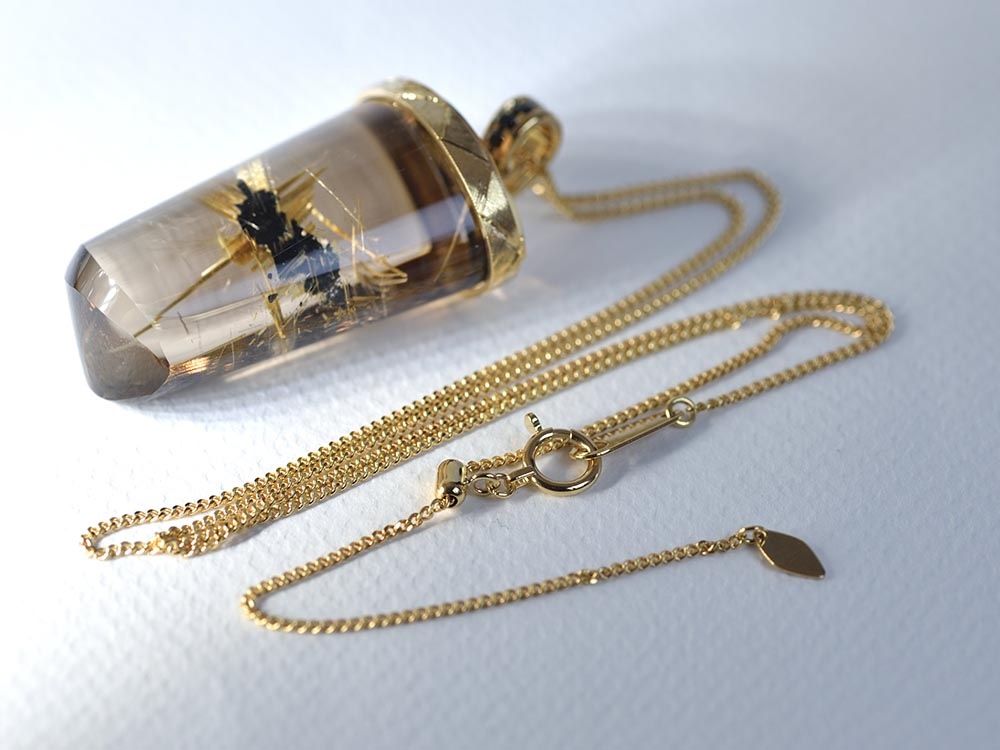 Sun Rutilated Smoky Quartz (Sun Formation) / K18YG Necklace【stiria/スティーリア】