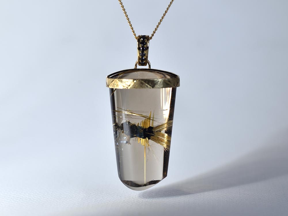Sun Rutilated Smoky Quartz (Sun Formation) / K18YG Necklace【stiria/スティーリア】