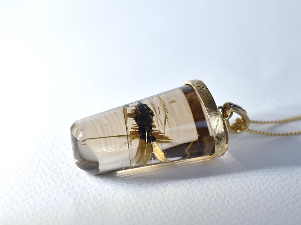 Sun Rutilated Smoky Quartz (Sun Formation) / K18YG Necklace【stiria/スティーリア】