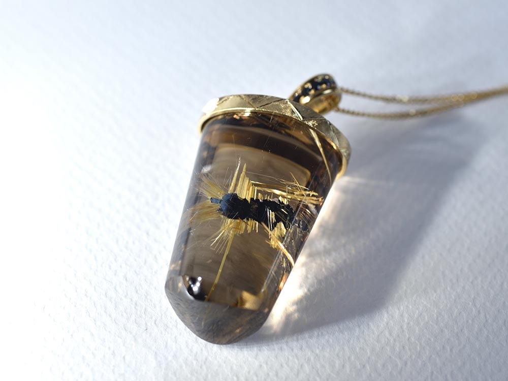 Sun Rutilated Smoky Quartz (Sun Formation) / K18YG Necklace【stiria/スティーリア】