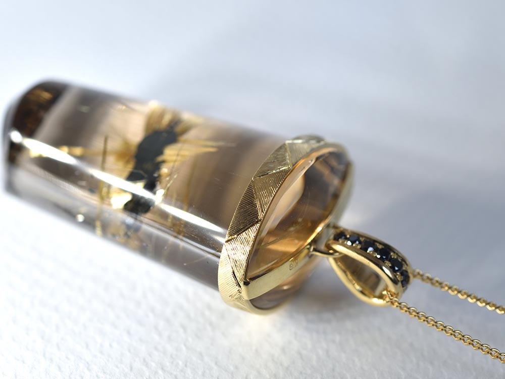 Sun Rutilated Smoky Quartz (Sun Formation) / K18YG Necklace【stiria/スティーリア】