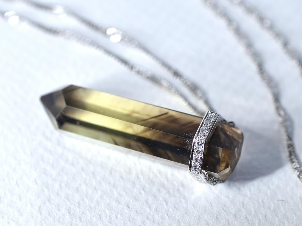 Citrine Smoky Phantom Quartz & Diamond / Pt900 Necklace【stiria/スティーリア】