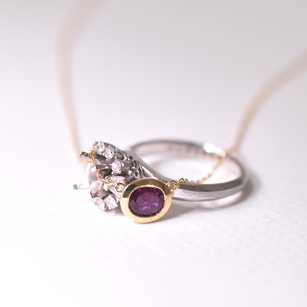 モデルオーダー事例<br>【Grana/グラーナ】<br>上品な一粒ルビー