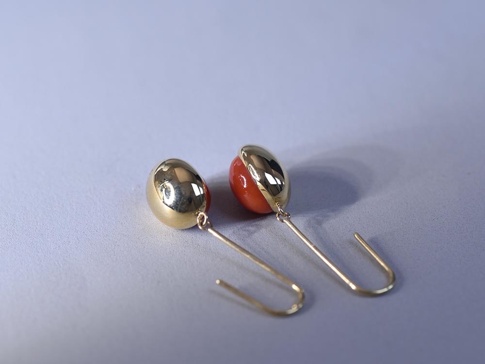 Coral_1.84ct,1.65ct /K18YG Pierce