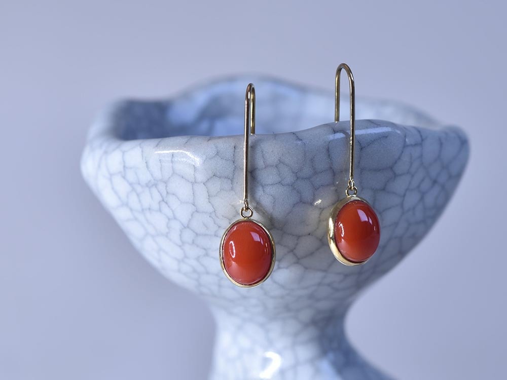 Coral_1.84ct,1.65ct /K18YG Pierce