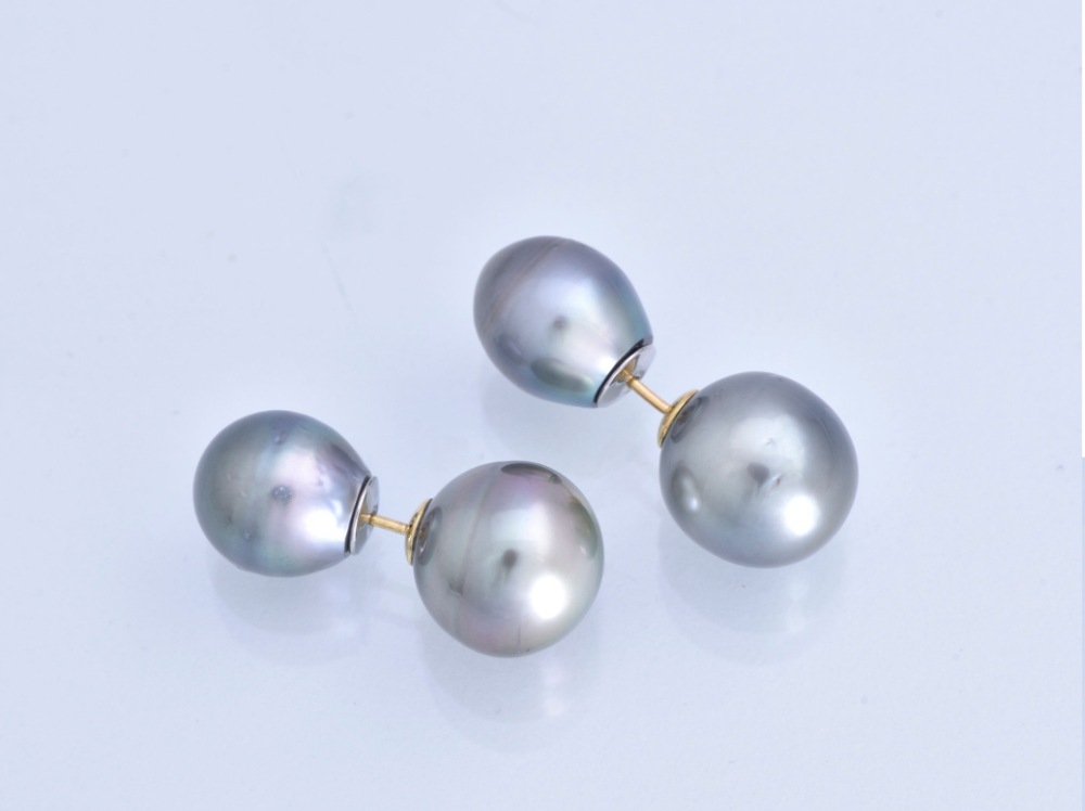 【実店舗にて販売済み】Black Pearl / K18YG Pierce 【Studs pierce】