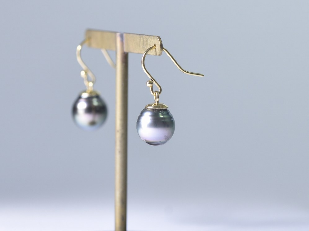 south sea black pearl / K18YG 【hook pierce】