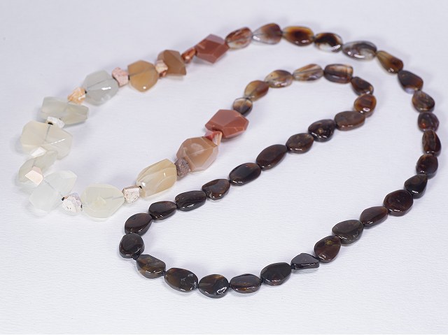 FireAgate × MexicoOpal × MoonStone 【opera necklace】
