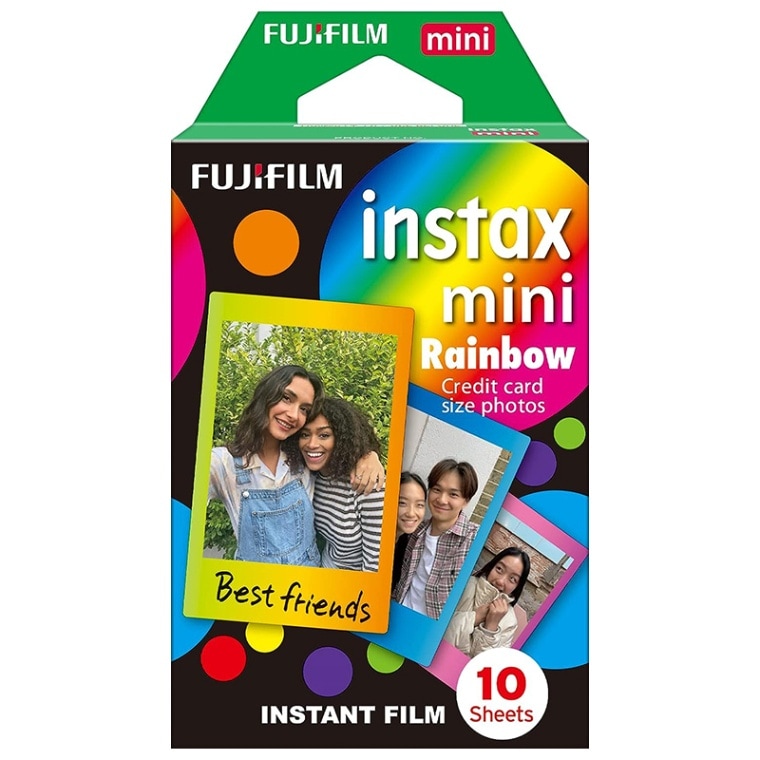 FUJIFILM　チェキ インスタントカラーフィルム instax mini 絵柄入りフレーム 「レインボー」 1パック（10枚入） 新品 ネコポス便・日時指定不可