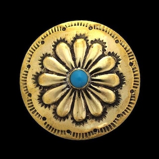 真鍮製 / コンチョ / フラワー / ブルーターコイズ / 36mm [30%OFF]