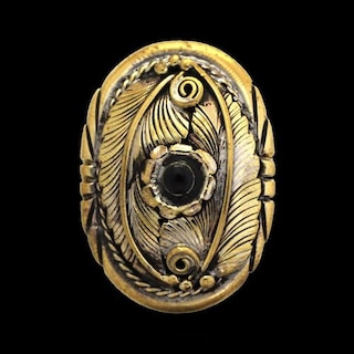 真鍮製 / コンチョ / フラワー / オニキス / 35×25mm [30%OFF]