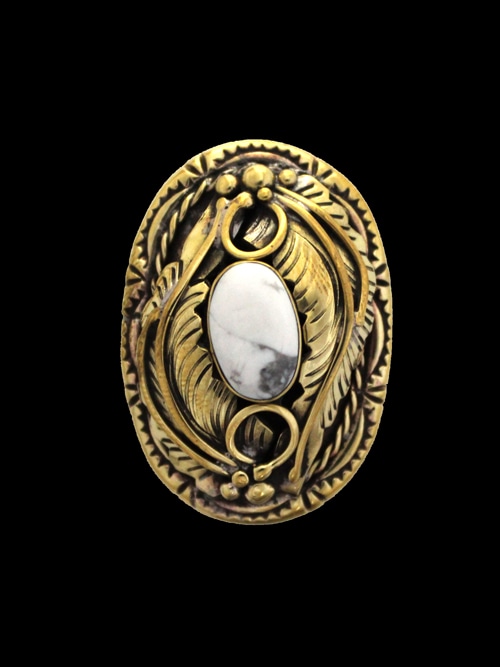 真鍮製 / コンチョ / フラワー / ハウライト / 35×25mm [30%OFF]