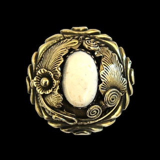 真鍮製 / コンチョ / フラワー / ホワイトバッファロー / 31mm [30%OFF]
