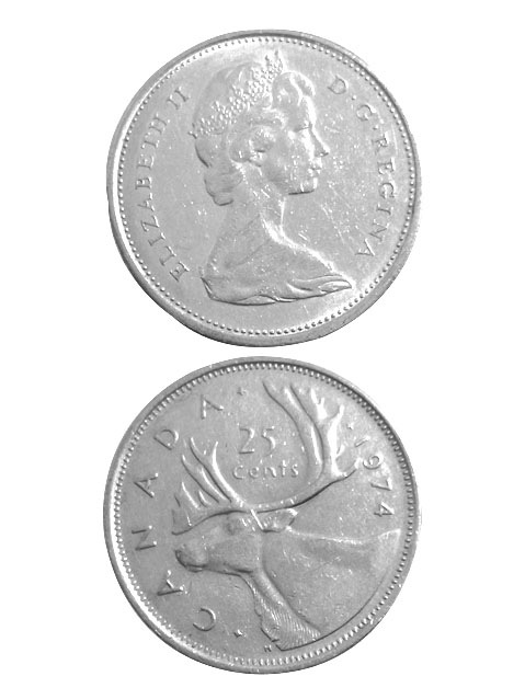 コイン / カナダ / エリザベス女王前期 / 25セント / 24mm