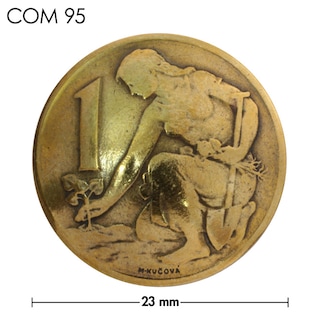 コンチョ / チェコスロバキア / 1コルナ / 人物 / 真鍮色 / 23mm [30%OFF]