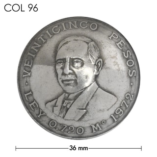 銀貨 / コンチョ / メキシコ / 25ペソ / 人物 / 銀色 / 36mm [30%OFF]
