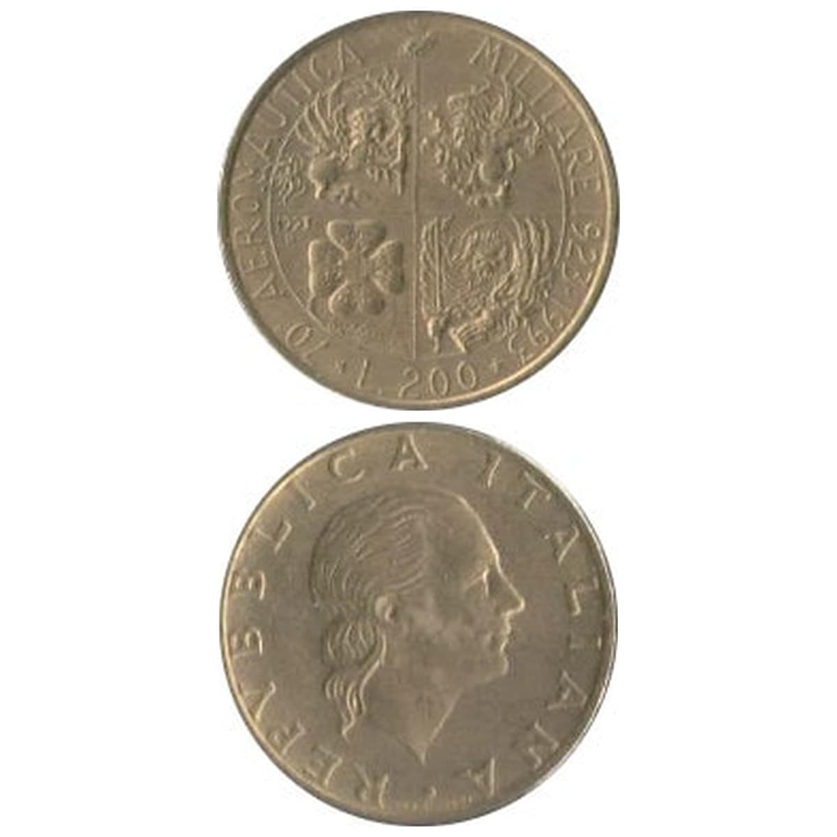 コイン / イタリア / 200リラ / 記念貨 / 空軍70周年 / XF (極美) / 23.5mm [39%OFF]