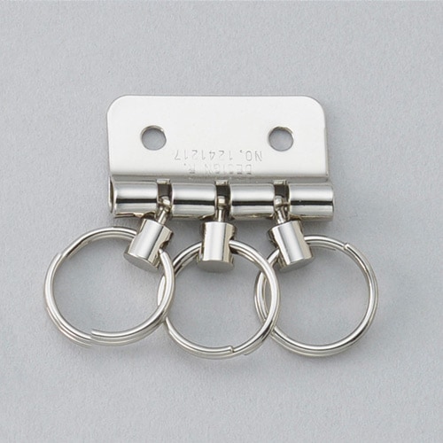 レザークラフト金具の3連キーリング (カシメ付) / ニッケルメッキ / 2個入