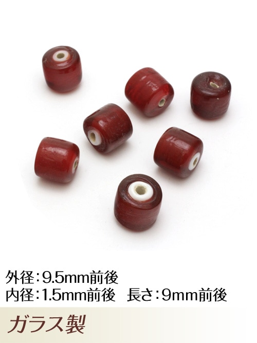 ホワイトハーツビーズ / 9.5mm (レッド)