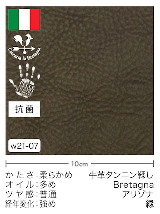 【切り革】牛革タンニン鞣し / Bretagna / アリゾナ (緑)