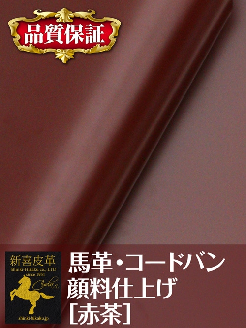 【品質保証21cm角】コードバン / 顔料仕上げ (赤茶) [新喜皮革]