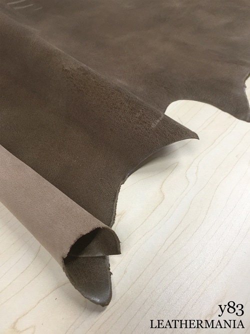 【丸革】ヤギタンニン革 / 両面使い / 銀スリ / 裏処理済 / 1.2mm (チョコ)