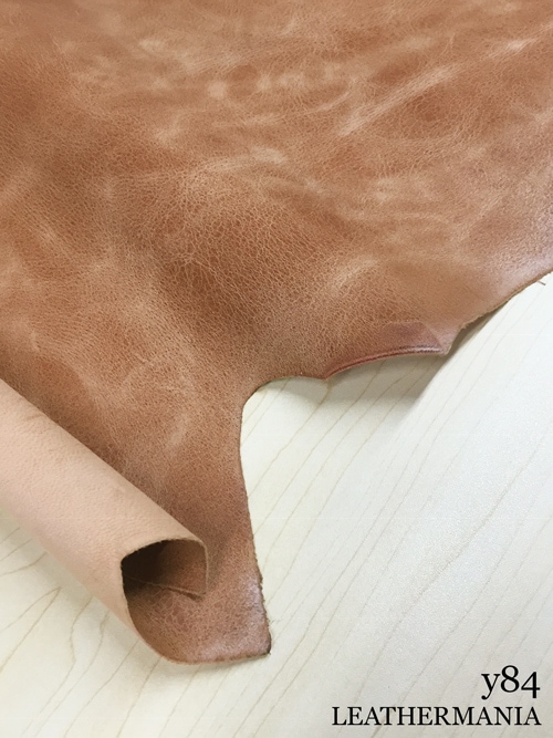 【丸革】ヤギタンニン革 / 両面使い / 銀スリ / 裏処理済 / 1.2mm (赤味ナチュラル)