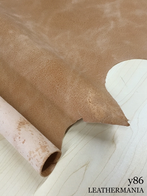 【丸革】ヤギタンニン革 / 両面使い / 銀スリ / 裏処理済 / 1.2mm (ナチュラル)