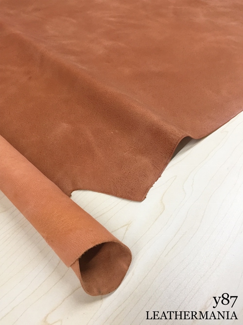 【丸革】ヤギタンニン革 / 両面使い / 銀スリ / 裏処理済 / 1.2mm (オレンジ)