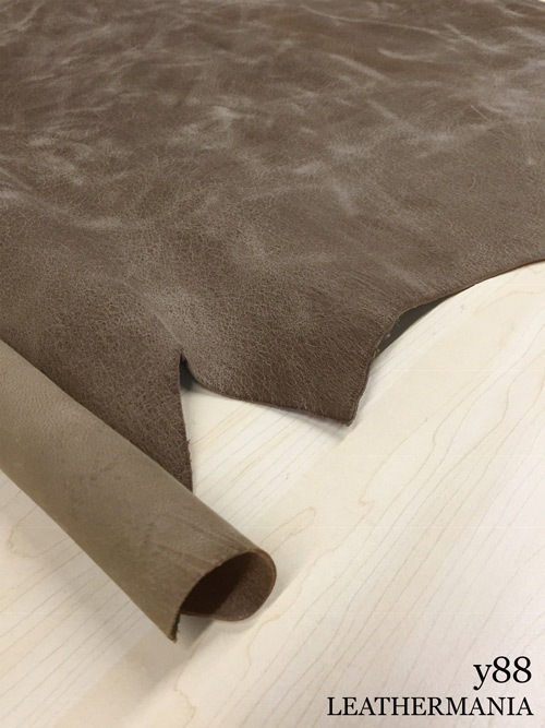 【丸革】ヤギタンニン革 / 両面使い / 銀スリ / 裏処理済 / 1.2mm (ダークブラウン)