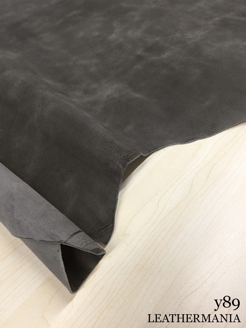 【丸革】ヤギタンニン革 / 両面使い / 銀スリ / 裏処理済 / 1.2mm (ダークグレー)