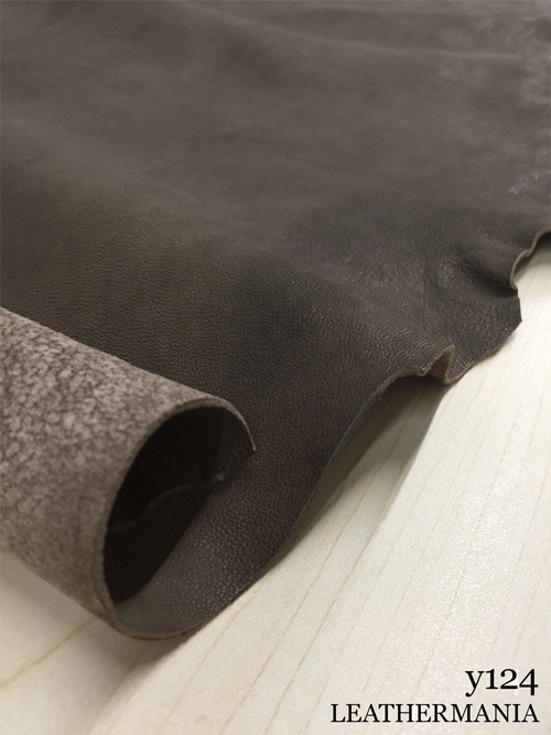 【丸革】ヤギ革 / シュリンク / ビンテージ / 1.5mm (グレー)