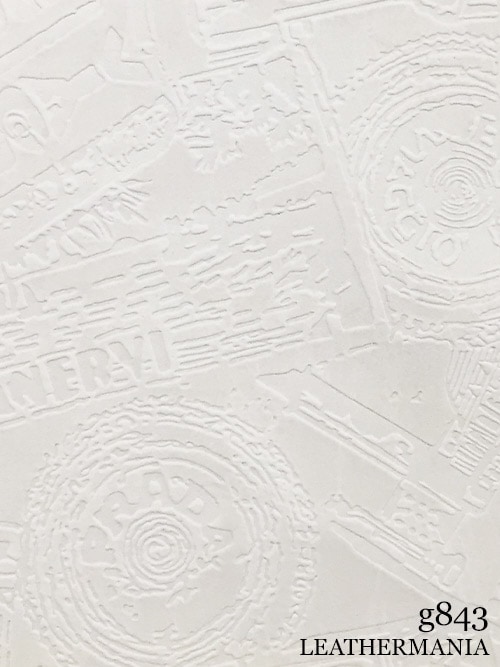 【半裁】牛クロム革 / イタリア柄型押し / 0.8mm (ホワイト)